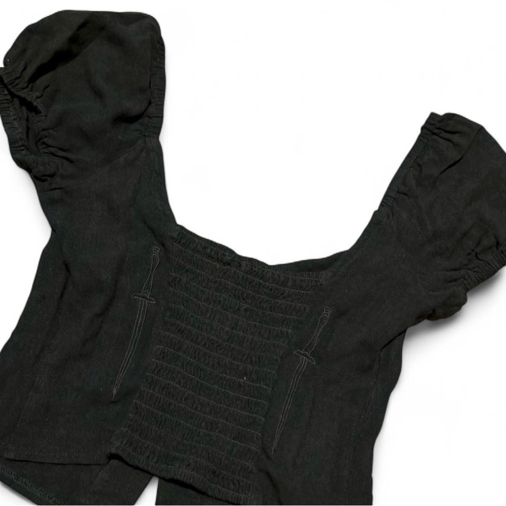 Mary Wyatt Button-Up Blouse with Puff Sleeves